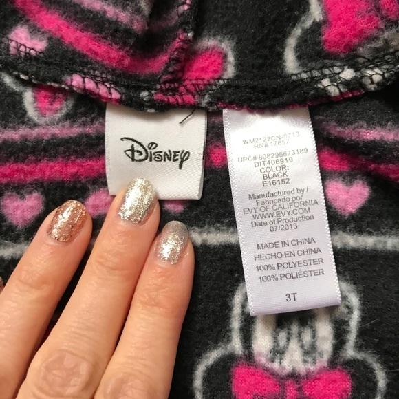 Disney: Minnie Heart & Bow Hooded Fleece Jacket 3T - Picture 5 of 6